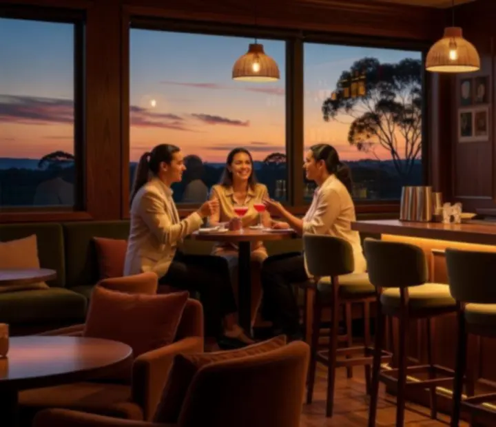 Evening bar beside the card lounge with cocktails and wine ready for poker guests