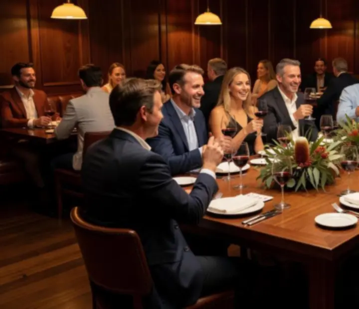 Private dining setup beside poker tables at ADSIGHT LTD
